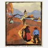 Robert Saurwein, "Herbst", Farbholzschnitt auf Japanpapier