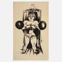 Richard Ziegler, Gewichtheberin, Lithographie