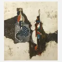 Johnny Friedlander, "Pontes jaunes", Farbaquatinta auf Velin