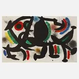 Abstrakte Komposition by Joan Miró, Farblithographie auf leichtem Karton, sold Feb 2025