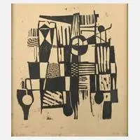 Komposition by Alfred Traugott Mörstedt, 1962, Holzschnitt auf Papier, sold Feb 2025