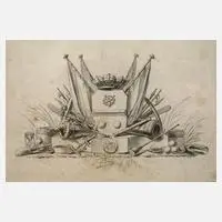 Jacobus Buys, Militärisches Arrangement, 1784, Tuschezeichnung auf schwachen Bütten