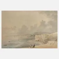 Anthony Devis, Küstenszene England, Aquarell und Tusche
