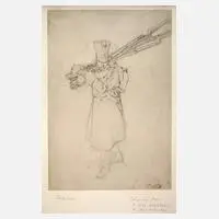 Peter von Hess, Infanterist, Bleistiftzeichnung auf Bütten