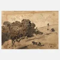 Julius Jacob II, Landschaft bei Lebbin, Tuschezeichnung