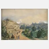 Lorenz Ritter, Hotel Sommer in Badenweiler, Aquarell und Deckweiß auf Papier