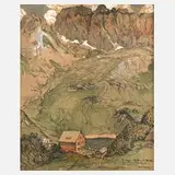 Carl Baum, "Freiburger Hütte mit Roter Wand", 1929, Mischtechnik