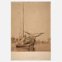 Eugène Isabey, Fischkutter, Tusche auf Papier