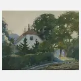 Fritz Schoen, "Straße in Rauschen", Aquarell über Kohle