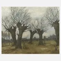 Heinz Vogel, Kopfweiden, Aquarell auf fasrigem Japanpapier