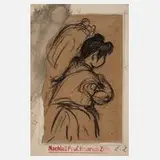 Tragendes Mädchen by Heinrich Zille, Kohle auf Papier, sold Feb 2025