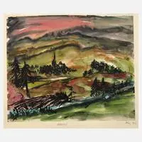 Waldemar Flaig, "Albdorf", 1923, Tusche und Aquarell