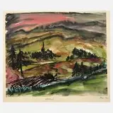 Waldemar Flaig, "Albdorf", 1923, Tusche und Aquarell