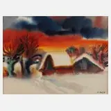 Rudolf Koch, Winterabend, Aquarell