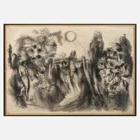 Paul Kuhfuss, Durchs Sonnenblumenfeld, 1883, Kohle auf Papier