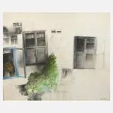 Safet Zec, "Blaues Fenster", 1979, Aquarell und Farbstifte auf Papier
