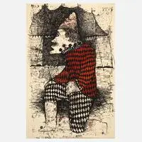 Alfred Traugott Mörstedt, Der Clown, Tuschefeder und Aquarell