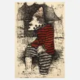 Alfred Traugott Mörstedt, Der Clown, Tuschefeder und Aquarell
