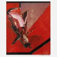 Hans Salentin, "Rotes Bild", Collage und Farben auf Papier