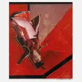 Hans Salentin, "Rotes Bild", Collage und Farben auf Papier