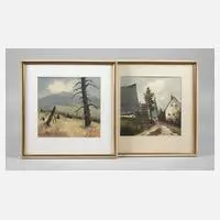 Willy Becker, Paar Osterzgebirgsansichten, Aquarelle
