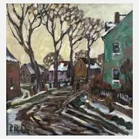 Fredo Bley, "Letzter Schnee", Öl auf Hartfaserplatte (?)