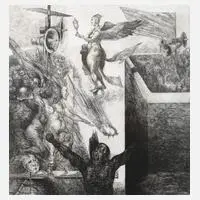 Karl-Georg Hirsch, "zu Franz Fühmann, Demagogen", Radierung