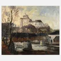 Klein, Burg Kriebstein, Öl auf Malkarton