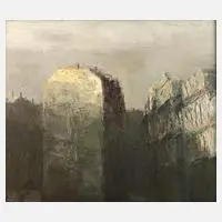 Gerald Müller-Simon, »Straße in Leipzig«, 1991, Öl auf Malplatte