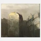 Gerald Müller-Simon, »Straße in Leipzig«, 1991, Öl auf Malplatte