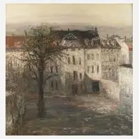 Gerald Müller-Simon, »Leopoldstraße«, Öl auf Hartfaserplatte
