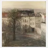 Gerald Müller-Simon, »Leopoldstraße«, Öl auf Hartfaserplatte