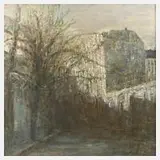 Gerald Müller-Simon, »Straße in Leipzig«, 1991, Öl auf Hartfaserplatte