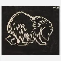 Wilhelm Rudolph, Junger Bär, Holzschnitt auf festem Japanpapier