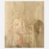 Werner Wittig, "Blume und Haus", Farbholzschnitt