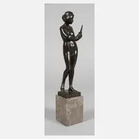 Reinhard Schnauder, Weiblicher Akt mit Spiegel, Bronze