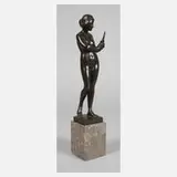 Reinhard Schnauder, Weiblicher Akt mit Spiegel, Bronze