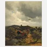 Heinrich Deiters, Sommerliche Dorflandschaft, Zeichnung