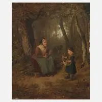 Edmund Dittmann, Reißigsammlerin, 1872, Öl auf Leinwand