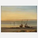Fischerboote by Christiaan Lodewijk Willem Dreibholtz, Öl auf Holzplatte, sold Sep 2024