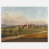 F. Eder, Ansicht von Pietling in Oberbayern, 1885, Öl auf Leinwand