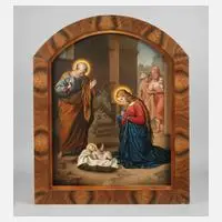 Hermine Gartner, Weihnachtsszene, Öl auf Leinwand