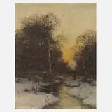 Heinrich Gogarten, Reisigsammlerin im Winterwald, 1894, Öl auf Eichenholzplatte