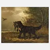 Carl Friedrich Ockert, Apportierender Jagdhund, Öl auf Leinwand und Keilrahmen