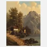 Carl Ludwig Schmitz, Alpine Seelandschaft, Öl auf Leinwand