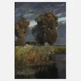 Gertrud Staats, "Abendstimmung", Öl auf Leinwand