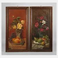 T. Tunisi, Paar Blumenstillleben, Öl auf Leinwand