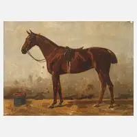 Braune Vollblutstute by Emil Volkers, 1900, Öl auf Holz, sold Sep 2024