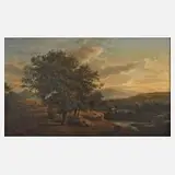 August Weber, Romantische Abendlandschaft, Öl auf Leinwand