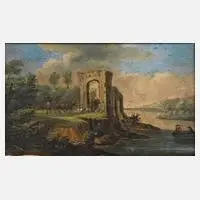 Ruine am Fluss, Romantiker, Öl auf Leinwand